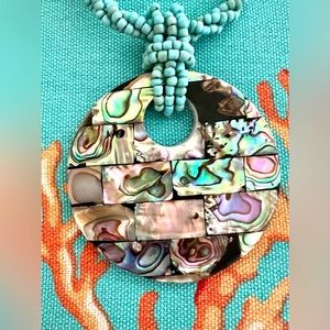 Hawaii Abalone Inlaid Pendant Necklace